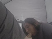 Thursty slut slurps cock