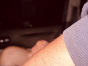 In the car at the night, very quick cum