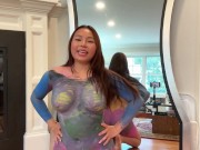 ASIAN BABE TITTIES OUT! TRANSPARENT TRY ON HAUL (NO UNDIES) 😳🎨 1/16