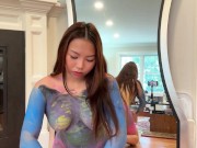 ASIAN BABE TITTIES OUT! TRANSPARENT TRY ON HAUL (NO UNDIES) 😳🎨 3/16