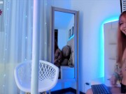 Sexy anime girl in black lingerie takes off her top and puts clamps on her nipples for you 16/16