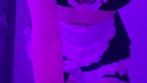 Slutty maid femboy shows her skills