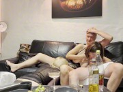 Hot afterparty, two girls sucking dick, wife lets to fuck her friend and lick her pussy 7/16