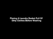 Pissing A Laundry Basket Full Of Dirty Clothes Before Washing 1/16