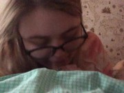 Teen Sister Practicing Her First Blowjob On Cam 9/16