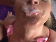 In lingerie the blonde enjoys cock in her ass with cumshot 6/16