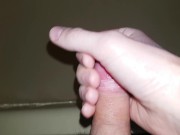 TAKING OFF MY PANTIES! My big dick can't hold the cum anymore, so I cum in the bathroom