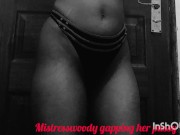 Ebony in a thong  teasing and exposing her booty 1/16