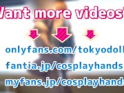 Japanese girls in overalls gives a guy a handjob and armpit job. 16/16