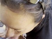 Sucking on my husband's cock outdoors 4/16