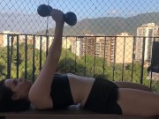 Working out on the balcony (SFW) 7/16