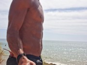 Risky Beach Adventure - Hot Guy Walking, Jerking Off and Cumming 1/16