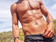 Risky Beach Adventure - Hot Guy Walking, Jerking Off and Cumming 2/16