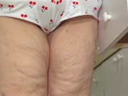 Hot bbw hijab busty mature milf lady cleaning in sexy working out booty shorts | Chubby Pawg granny 7/16