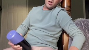 Using the Black Knight Sex Toy for the first time! It sucks and jerks me until I blow inside of it.