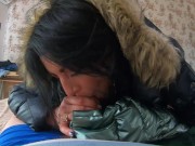 Preview-MilfyCalla- Deep blow-job  while wearing fur Hooded Puffer Jackets 202 14/16