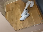 Guy jerks off in public dressing room until cum 8/16