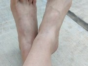 Spooky toes nail polish top of feet point of view spreading & wiggling my long toes 12/16