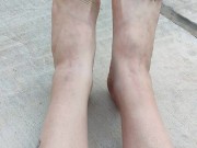 Spooky toes nail polish top of feet point of view spreading & wiggling my long toes 14/16