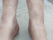 Spooky toes nail polish top of feet point of view spreading & wiggling my long toes 15/16