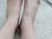 Spooky toes nail polish top of feet point of view spreading & wiggling my long toes 3/16