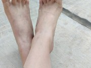 Spooky toes nail polish top of feet point of view spreading & wiggling my long toes 6/16