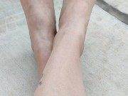 Spooky toes nail polish top of feet point of view spreading & wiggling my long toes 7/16