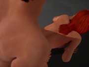 Redhead slut gives him a footjob and then sticks it in her ass and cums inside 15/16