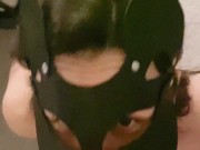 Slutty submissive girl in handcuffs gets her face fucked until I explode with cum 14/16