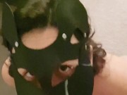 My master binds my hands and uses my throat until he covers my face in cum 15/16