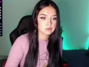 Cute college girl with a cute face shows her legs and feet in very cute pink stockings 9/16