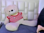 Sexy horny redhead masturbates while still wearing baggy black pants 14/16