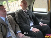 Female Fake Taxi Rebecca More threesome with two married men on their way home from work 1/16