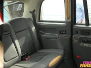 Female Fake Taxi Rebecca More threesome with two married men on their way home from work 16/16