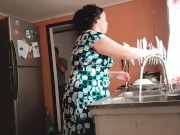 I surprise stepmom with a hard fuck in the kitchen 2/16