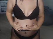 hot brunette caresses herself in nylon tights 16/16