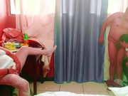 Innocent girl and mature milf sucking cock at the same time amateur threesome 3/16