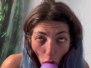 Suck and fuck my avatar dildo in bath 8/16