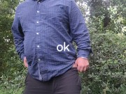 Fat guy pissing outdoors 14/16