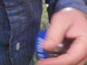 Fat guy pissing outdoors 15/16