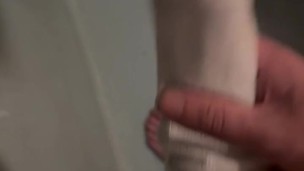 Shower time with sock