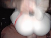 jeans on balls deep. creamy hard long cock fucking toy with GF panties on 14/16
