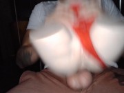 jeans on balls deep. creamy hard long cock fucking toy with GF panties on 3/16