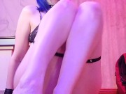 Goth girl with perfect pink pussy masturbates with dildo 3/16