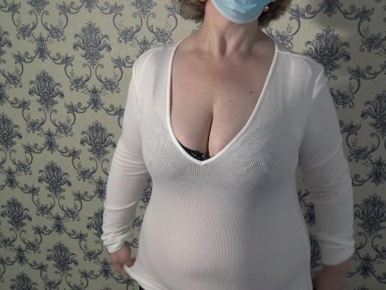 Hairy pussy and big natural saggy tits of a mature BBW milf.