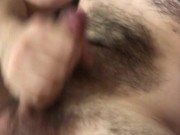 Horny hairy guy jerks his dick and moans with pleasure 11/16