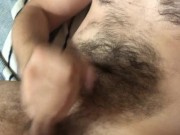 Horny hairy guy jerks his dick and moans with pleasure 7/16