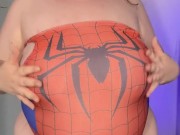 BBW DRESS AS SPIDERWOMAN LETS HER BELLY HANG 15/16