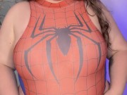 BBW DRESS AS SPIDERWOMAN LETS HER BELLY HANG 2/16
