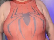 BBW DRESS AS SPIDERWOMAN LETS HER BELLY HANG 3/16